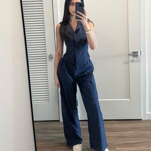 Sleeveless Navy Jumpsuit - Tailored Women's Romper